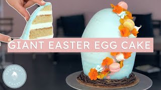 How I Made a Giant Easter Egg out of CAKE  Georgias Cakes [upl. by Sirroned]