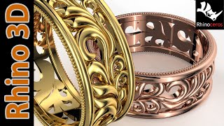 Rhinoceros 3D Wedding Filigree Ring Tutorial [upl. by Doralin]