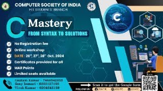 C Mastery From Syntax to Solutions  Live Lecture 3  Haldia Institute of Technology  CSI HIT [upl. by Hughmanick]