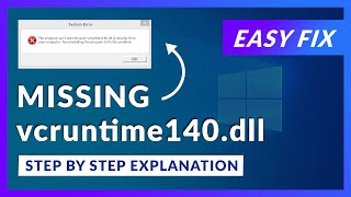 vcruntime140dll Missing Error  How to Fix  2 Fixes  2021 [upl. by Arihs]