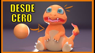 Cómo hacer un personaje en Blender fácil  Tutorial de modelado 3D en Español  Esculpir Charmander [upl. by Glaudia]