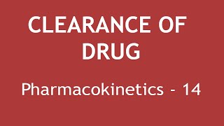 Clearance of Drug Pharmacokinetics Part 14  Dr Shikha Parmar [upl. by Erdna]