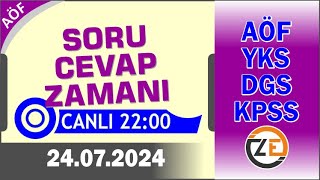 AÖF 24 07 2024 Canlı  Soru Cevap Zamanı  Açıköğretim DGS KPSS YKS Tercih [upl. by Darum699]