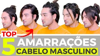 TOP 5 AMARRAÇÕES PARA CABELO MASCULINO  PENTEADOS CABELO MASCULINO PRESO [upl. by Halbeib51]