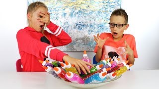 3 Colors of Glue Slime Challenge [upl. by Bonnice]