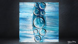 🌈 PEINTURE BULLE EAU 2 Démo Acrylique pouring Tableau fluid art tableau abstrait carré SABCREATIONS [upl. by Ruffina]