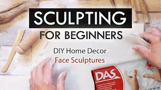 Air dry clay SCULPTURE  FACE  DIY HOME DECOR  easy ideas and projects [upl. by Yeldua]