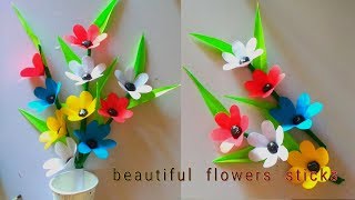 how to make modern flower sticks  amzing flowers sticks  wonderful flowers crafts [upl. by Tanah]