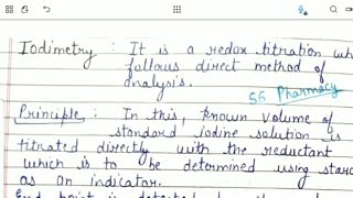 Iodimetry or Iodimetric Titration  Redox Titration  Principle Applications bpharmacynotes [upl. by Eaner]