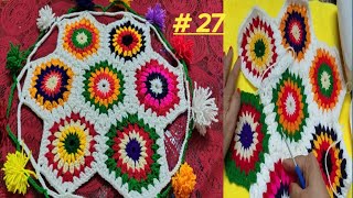 Crochet Table Cover New Design Woolen Table Mat part 2 [upl. by Etnoel4]