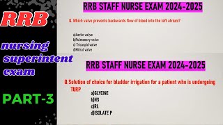 RRB 20242025 STAFF NURSE MCQsRRB STAFF NURSE Exam preparation [upl. by Fahy]