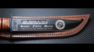 79 Custom Engraved KaBar USMC Knife  Commemorate your service or achievement [upl. by Aisyle]