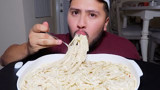 Creamy Fettuccine Alfredo Pasta MUKBANG [upl. by Aurelia165]