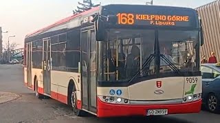 wjazd i odjazd nowego nabytku firmy PKS Gdańsk czyli Solaris Urbino 12 III W29 9059 na linii 16804 [upl. by Seidler]