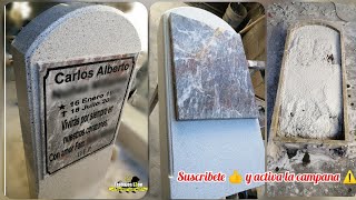 DIY como hacer LÁPIDA para TUMBAS cemento y GRANITO PULIDO how to make HEADSTONE terrazzo tombstone [upl. by Ardnauq]