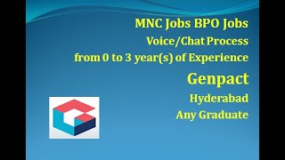 BPO Jobs in Hyderabad  Genpact Company  Voice Process  Chat Process  any Graduate ThatsUpload [upl. by Durante]