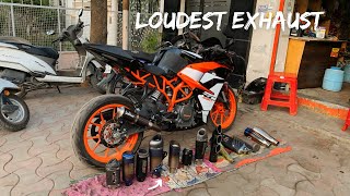 Trying Loudest Exhaust on KTM RC 390  Loudest Exhaust 🔥 [upl. by Annais]