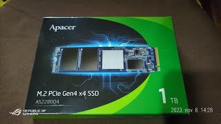 Apacer AS2280Q4 1TB m20 ssd kicsomagolása tesztelése [upl. by Wilser]