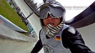 Longboard Downhill in a bobsled track in heavy rain [upl. by Schoenfelder]