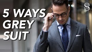 5 Ways To Wear A Grey Suit  Mens Outfit Ideas [upl. by Ellinger]