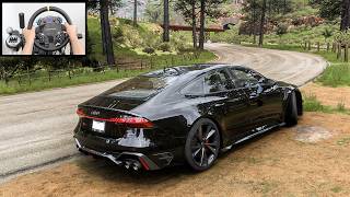 Audi RS7 Sportback  Forza Horizon 5 Cammus Steering Wheel Gameplay [upl. by Yenal]