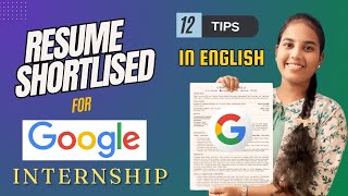 My Resume is Shortlisted for Google in English  Free Template Available  12 Tips for your Resume [upl. by Pantia]