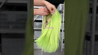 frontal bob wig 100 human hair wigs green color bob wigs [upl. by Salohci593]