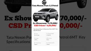 nexon facelift csd price  Tata Nexon Facelift Pure 12 Revotron Petrol 2023 [upl. by Steinberg472]