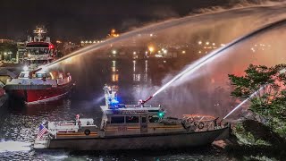 RARE FDNY Fireboats Battle Massive Fire in Vacant Factory Brooklyn 2nd Alarm Box 3842 [upl. by Droffats]