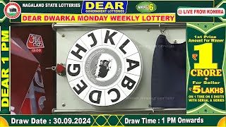 DEAR LOTTERY 1PM LIVE DRAW 30092024 [upl. by Olinde]