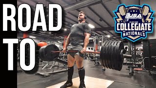 ROAD TO COLLEGIATE POWERLIFTING NATIONALS PT 5  LAST HEAVY SINGLES BEFORE MEET DAY [upl. by Iuq]