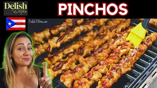 PINCHOS Chicken Kabobs Puerto Rican Style  Delish DLites  Puerto Rican Dishes [upl. by Jessi]