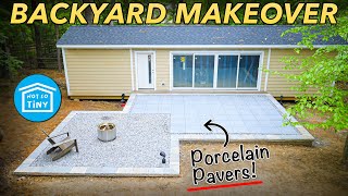 How to install PORCELAIN PAVERS  BACKYARD PATIO MAKEOVER DIY [upl. by Adnohrahs]