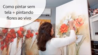 Como pintar sem tela  pintando flores ao vivo [upl. by Yornek]