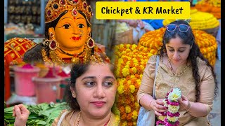 Shopping in Chickpet  Bangalore KR Market  Sarees Flowers Festive Shopping  Namma Bengaluru [upl. by Adnomal]