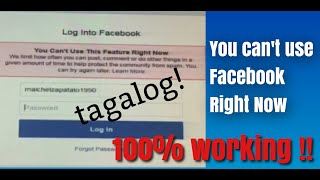 You Cant use This Feature Right now on FACEBOOK 100 PROBLEM SOLVE tagalog [upl. by Yelroc]