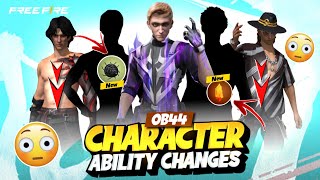 3 New Character 💥😮 Characters Ability Changed  Ob 44 Update Free Fire  Character Ability Rework [upl. by Dachi]