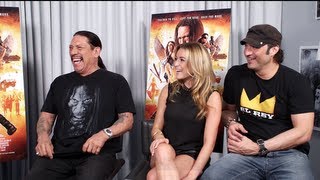 MACHETE KILLS Interview Robert Rodriguez Danny Trejo and Alexa Vega [upl. by Starks74]