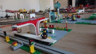 Lego trains automated by Arduino stoppingleaving stations [upl. by Tomaso920]