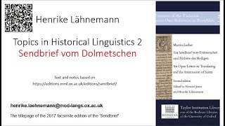 Topics in Historical Linguistics 2024 no 2 Sendbrief vom Dolmetschen Henrike Lähnemann [upl. by Ahseikal]