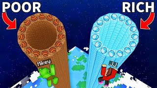 JJ RICH ROUND TALLEST Tunnel vs Mikey POOR ROUND TALLEST Tunnel Battle in Minecraft Maizen [upl. by Jillie313]