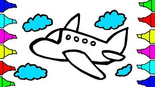 Drawing Glitter AirPlane Coloring Pages [upl. by Brunelle]