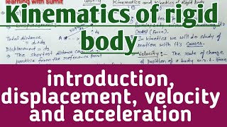 Kinematics and kinetics 01  Introduction  Engineering Mechanics  Sumit Dwivedi [upl. by Ardnoik453]