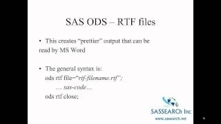 Advanced SAS Programming Part 2  ODS and Options [upl. by Akehsar797]