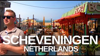 4K A virtual walk around Scheveningen Netherlands beach bars amp pier [upl. by Henka]