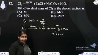 Cl2 NaOHNaClNaClO3H2O The equivalent mass of Cl2 in the above reaction is [upl. by Nangem]