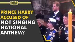 Watch Prince Harry accused of not singing national anthem God Save The King at Queens funeral [upl. by Rriocard338]