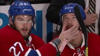 Galchenyuk gives Shaw’s moustache a good luck rub after goal [upl. by Ecirtnom553]