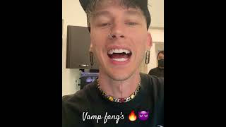 MGK with Brand new vampire veneer fangs VquotquotV [upl. by Prima696]