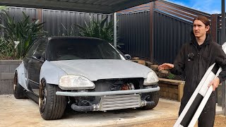 WELDING CUSTOM WIDEBODY FENDERS TO MY EK CIVIC [upl. by Prue]